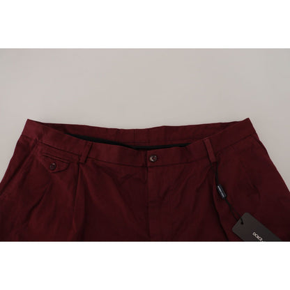 Dolce & Gabbana Maroon Cotton Bermuda Casual Shorts