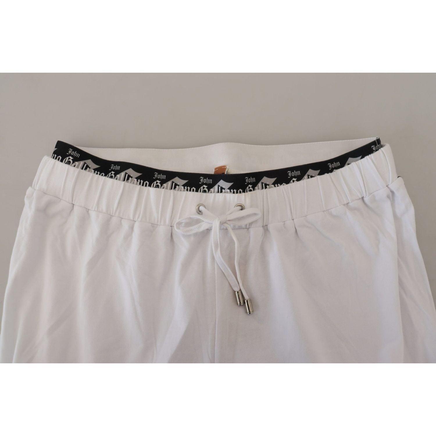 John Galliano White Cotton Logo Loose Men Pants