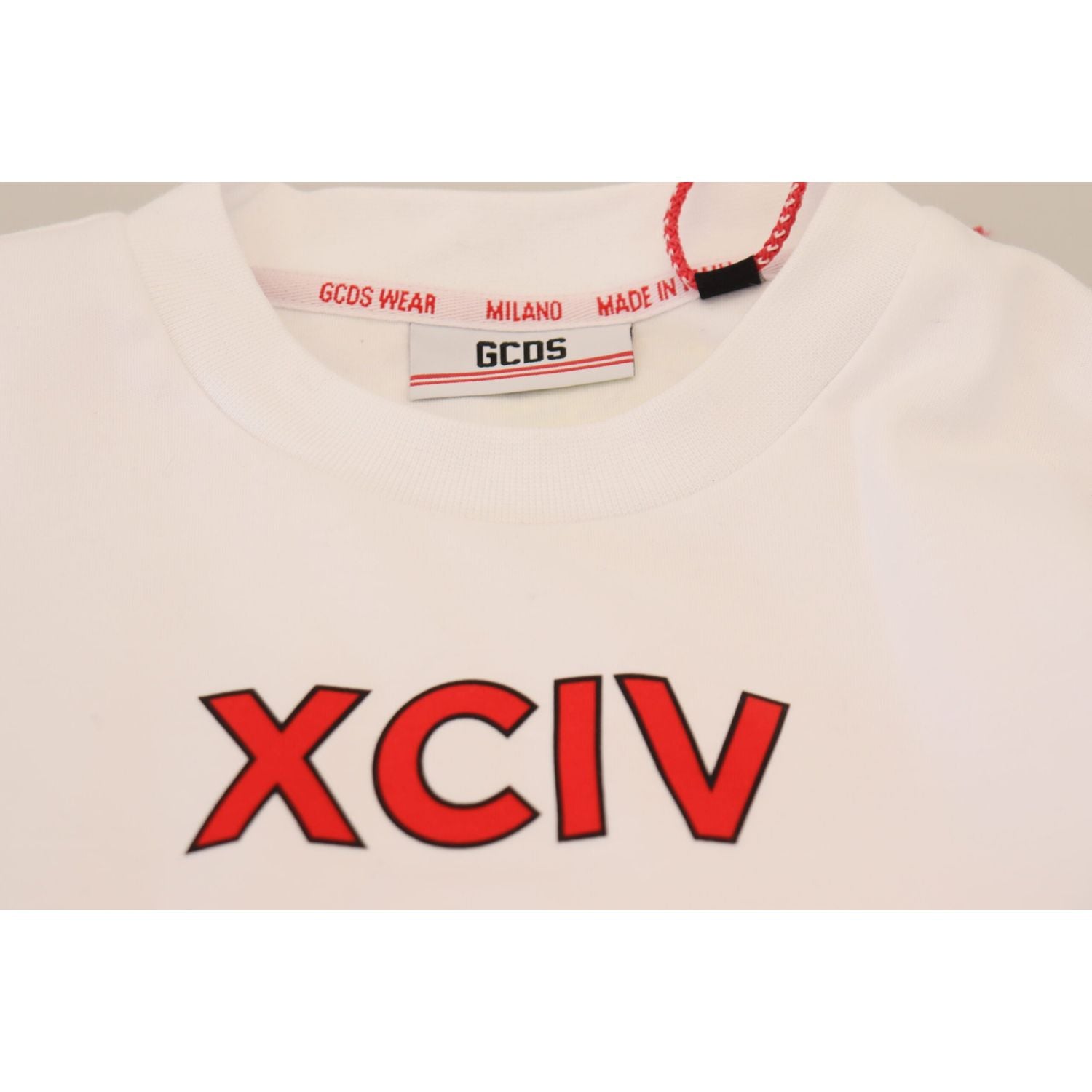 GCDS White Logo Print Cotton Short Sleeves T-shirt