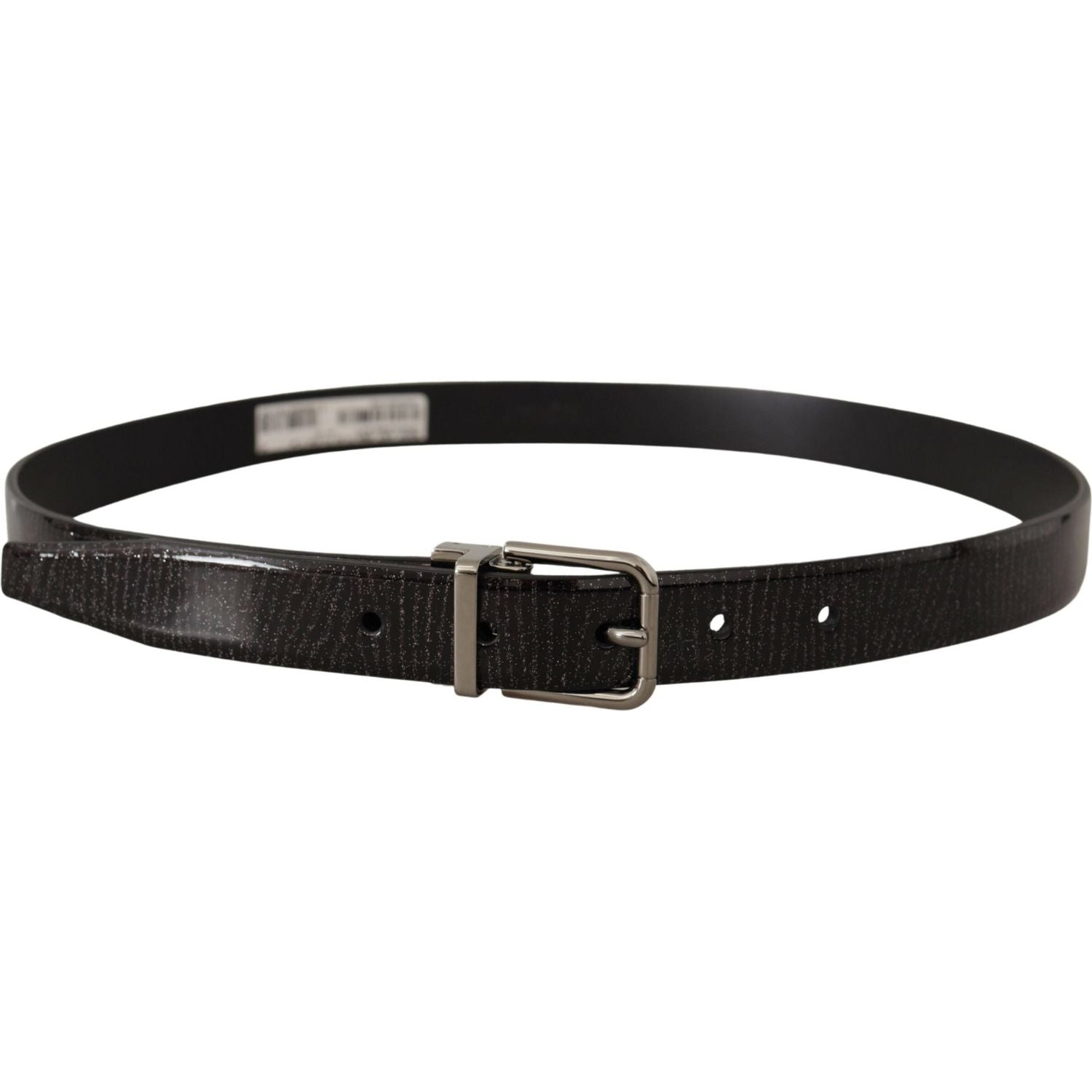 Dolce & Gabbana Black Leather Vernice Metal Buckle Belt