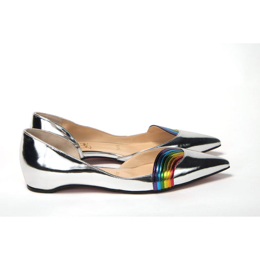 Christian Louboutin Silver Patentleather Flat Point Toe Shoe Christian Louboutin