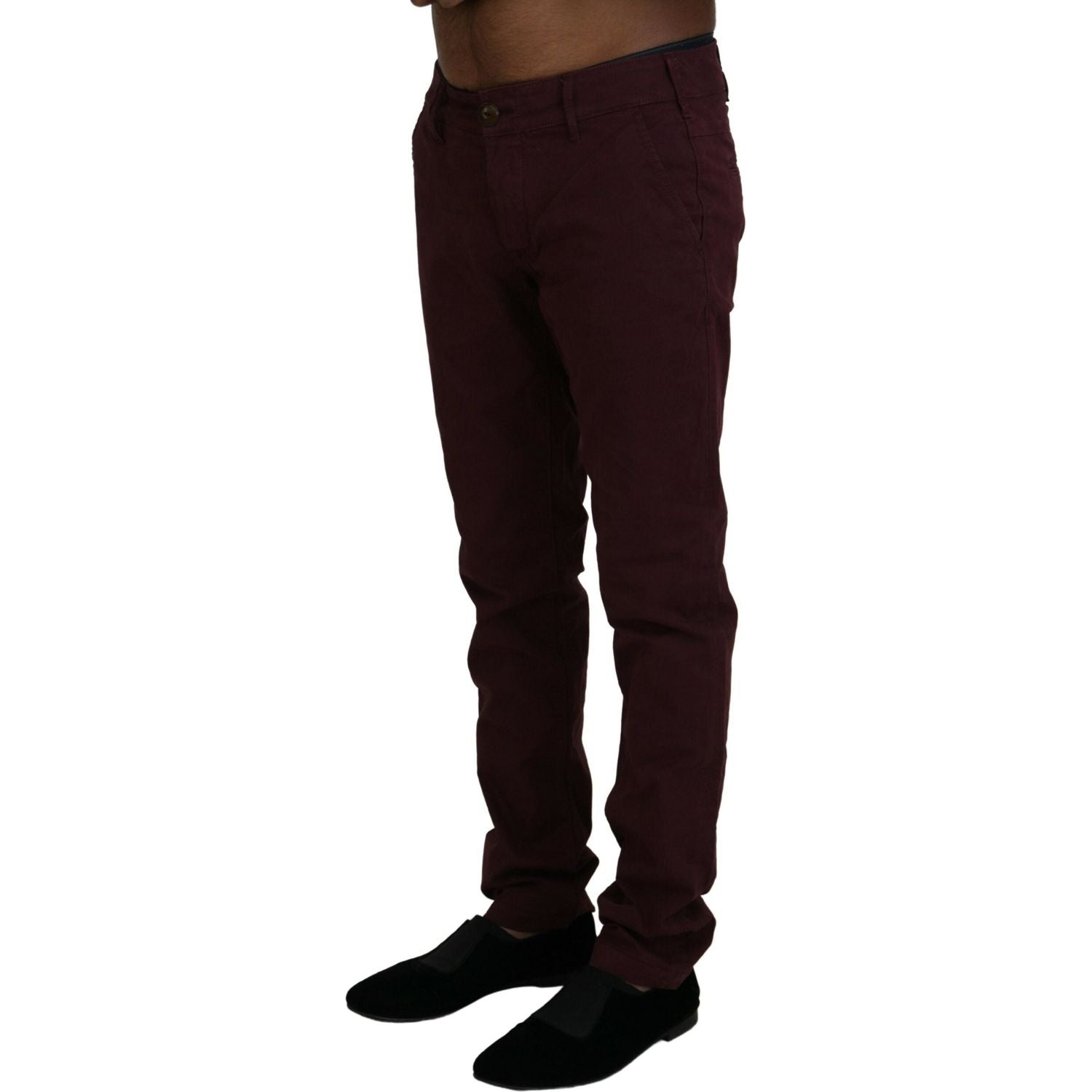 CYCLE Maroon Cotton Stretch Skinny Casual Men Pants