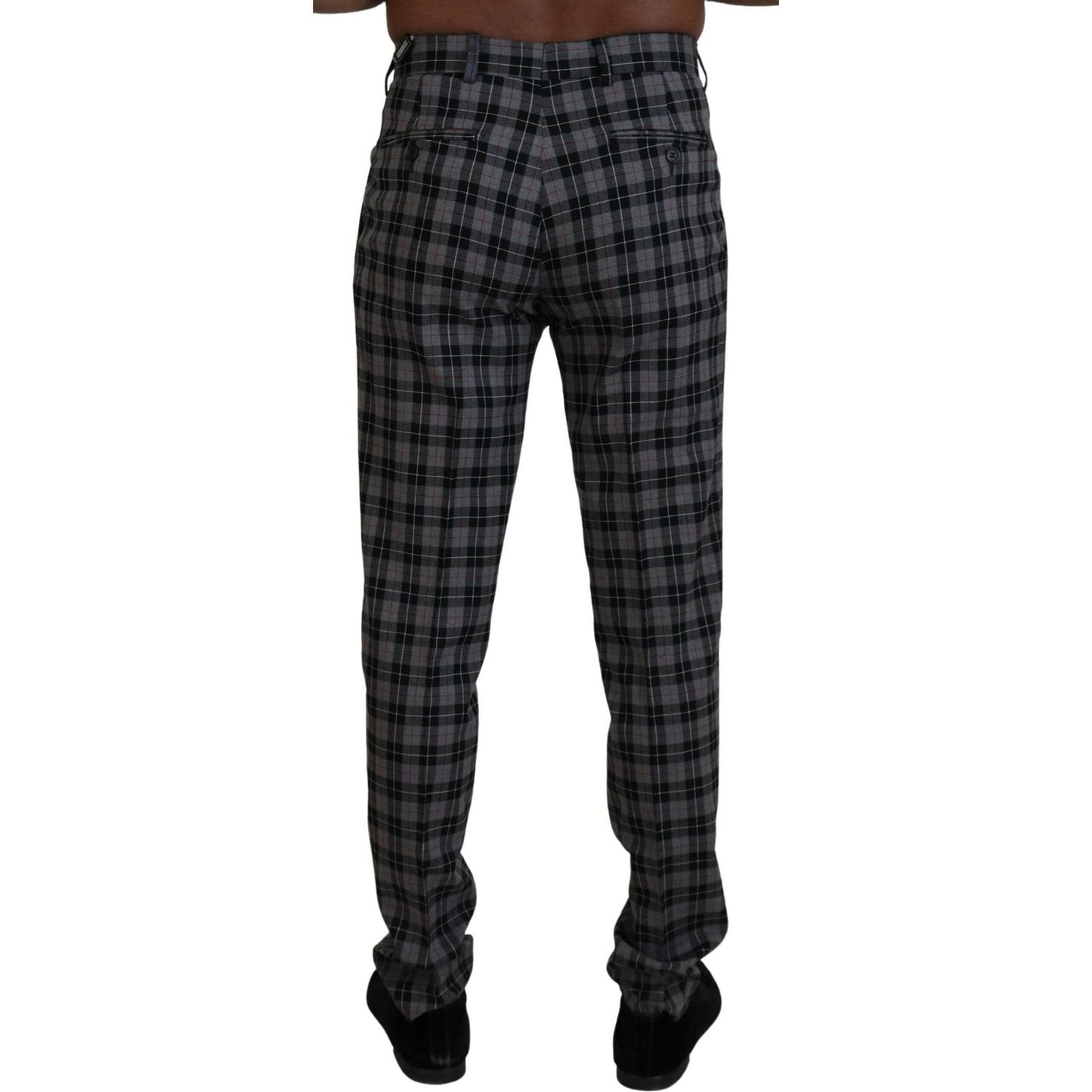 BENCIVENGA Elegant Gray Checked Gentleman's Chinos BENCIVENGA