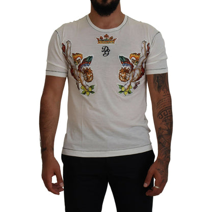 Dolce & Gabbana White Printed Short Sleeves Men T-shirt Dolce & Gabbana