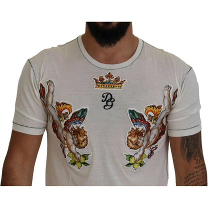 Dolce & Gabbana White Printed Short Sleeves Men T-shirt Dolce & Gabbana