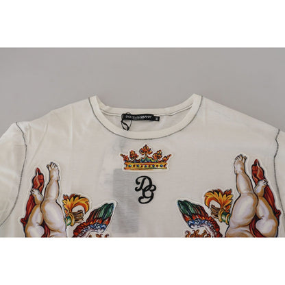 Dolce & Gabbana White Printed Short Sleeves Men T-shirt Dolce & Gabbana