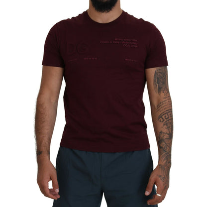 Dolce & Gabbana Maroon Printed Short Sleeves Men T-shirt Dolce & Gabbana