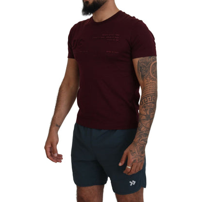 Dolce & Gabbana Maroon Printed Short Sleeves Men T-shirt Dolce & Gabbana