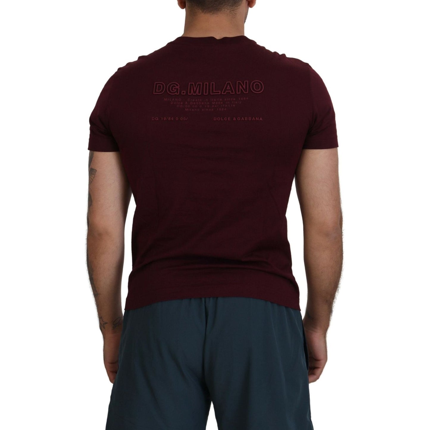 Dolce & Gabbana Maroon Printed Short Sleeves Men T-shirt Dolce & Gabbana