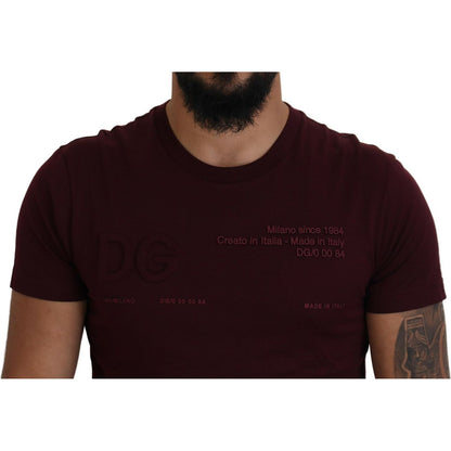 Dolce & Gabbana Maroon Printed Short Sleeves Men T-shirt Dolce & Gabbana