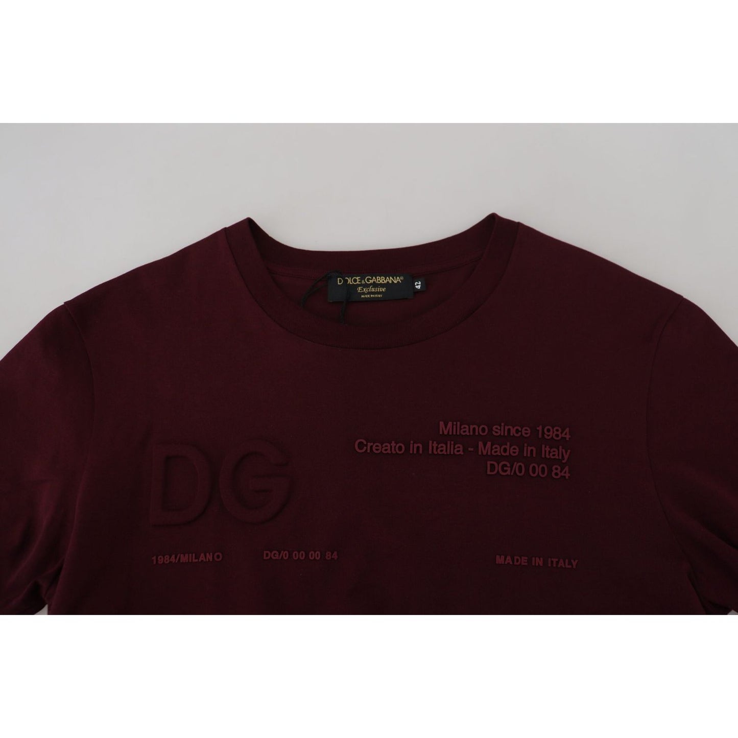 Dolce & Gabbana Maroon Printed Short Sleeves Men T-shirt Dolce & Gabbana