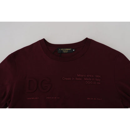 Dolce & Gabbana Maroon Printed Short Sleeves Men T-shirt Dolce & Gabbana