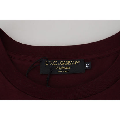 Dolce & Gabbana Maroon Printed Short Sleeves Men T-shirt Dolce & Gabbana