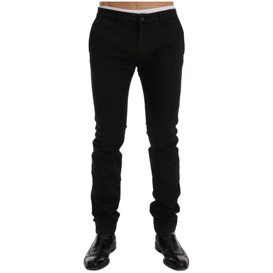 GF Ferre Black Cotton Stretch Chinos Pants Jeans & Pants
