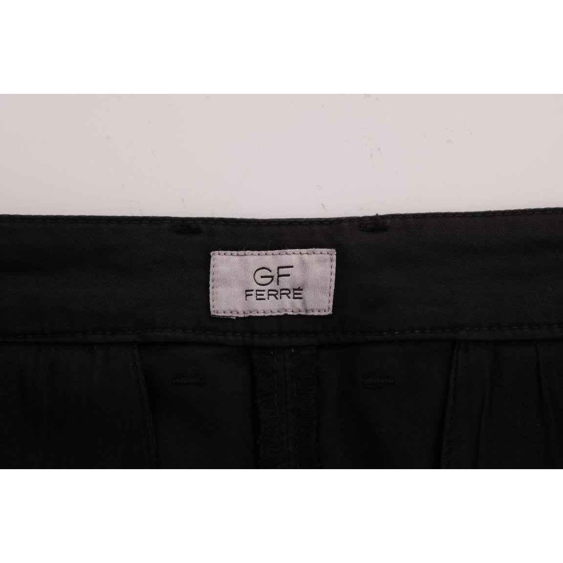 GF Ferre Black Cotton Stretch Chinos Pants
