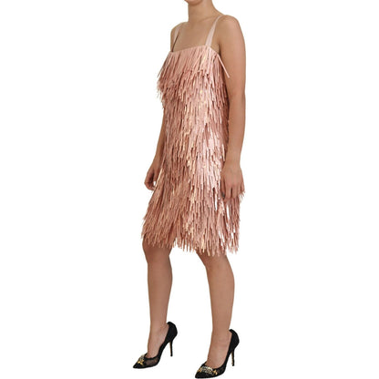 Dolce & Gabbana Pink Tinsel Sleeveless Shift A-line Dress Dolce & Gabbana