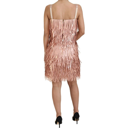 Dolce & Gabbana Pink Tinsel Sleeveless Shift A-line Dress Dolce & Gabbana