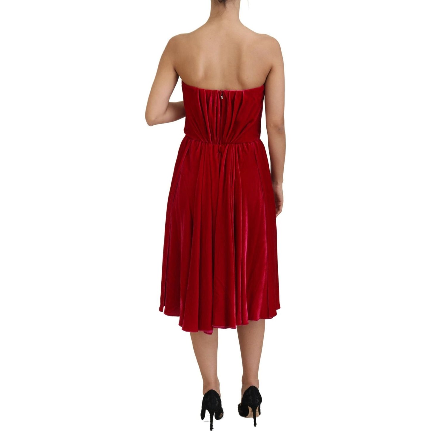 Dolce & Gabbana Pink Viscose Stretch Strapless A-line Dress Dolce & Gabbana