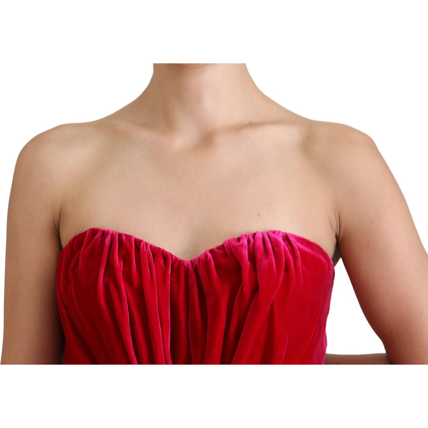 Dolce & Gabbana Pink Viscose Stretch Strapless A-line Dress Dolce & Gabbana