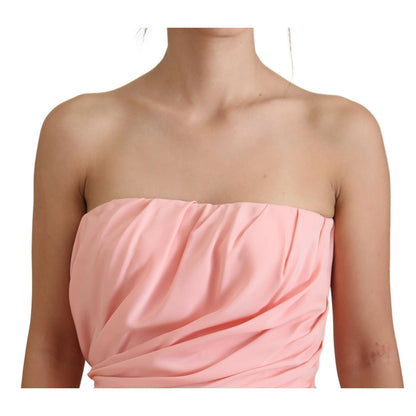 Dolce & Gabbana Pink Silk Stretch Strapless Sheath Dress