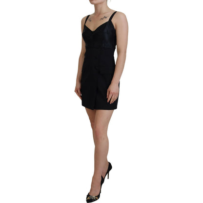 Dolce & Gabbana Black Fit Wool Stretch Sheath Mini Dress Dolce & Gabbana