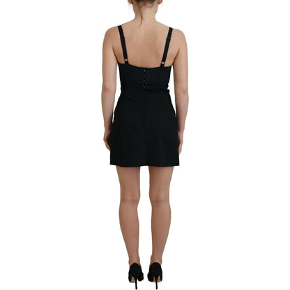 Dolce & Gabbana Black Fit Wool Stretch Sheath Mini Dress Dolce & Gabbana