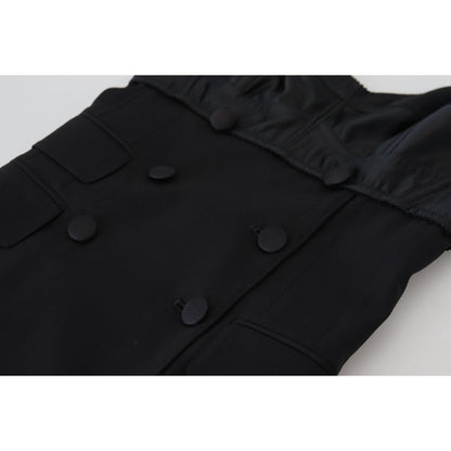 Dolce & Gabbana Black Fit Wool Stretch Sheath Mini Dress Dolce & Gabbana