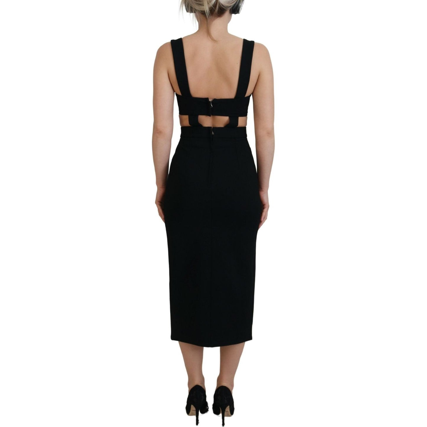 Dolce & Gabbana Black Viscose Bodycon Sheath Midi Dress Dolce & Gabbana