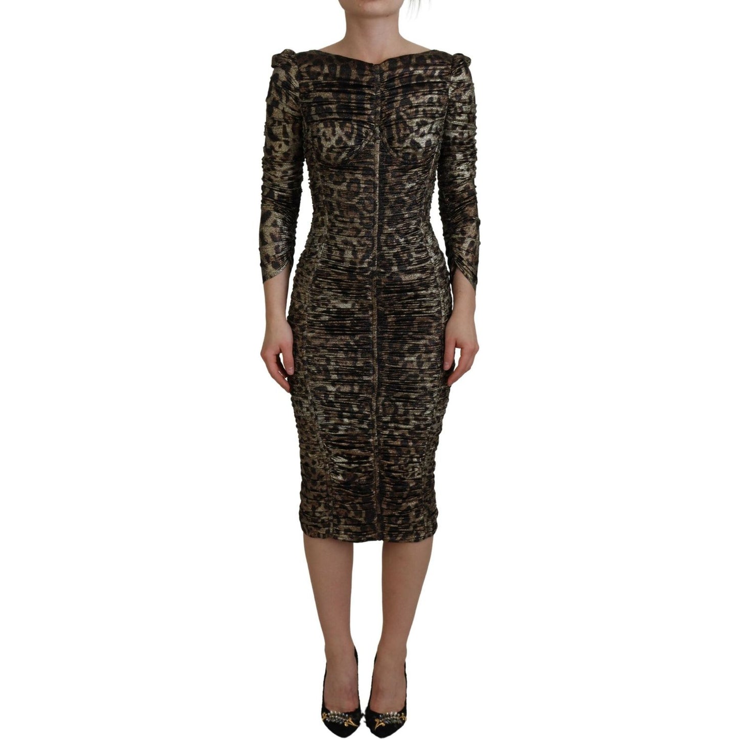 Dolce & Gabbana Multicolor Leopard Bodycon Sheath Midi Dress Dolce & Gabbana