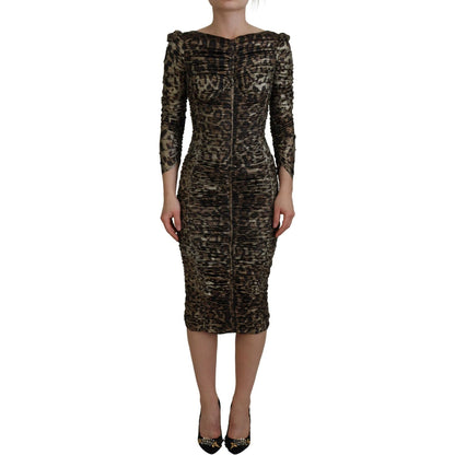 Dolce & Gabbana Multicolor Leopard Bodycon Sheath Midi Dress Dolce & Gabbana
