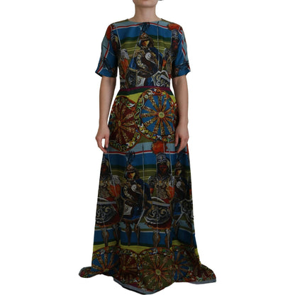 Dolce & Gabbana Multicolor Sicily Silk A-line Long Gown Dress Dolce & Gabbana