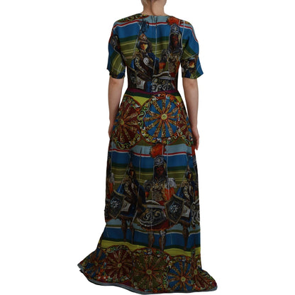 Dolce & Gabbana Multicolor Sicily Silk A-line Long Gown Dress Dolce & Gabbana