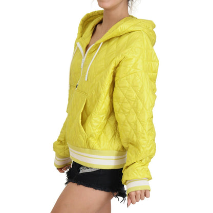 Dolce & Gabbana Yellow Nylon Quilted Hooded Pullover Jacket 1728,67345645728,Bombers - Jackets & Coats - Clothing,Clothing,Dolce & Gabbana,IT40|S,Jackets & Coats - Clothing,Jackets & Coats - Women - Clothing,Material: 100% Nylon,New with tags,Women,Women