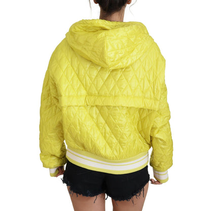 Dolce & Gabbana Yellow Nylon Quilted Hooded Pullover Jacket 1728,67345645728,Bombers - Jackets & Coats - Clothing,Clothing,Dolce & Gabbana,IT40|S,Jackets & Coats - Clothing,Jackets & Coats - Women - Clothing,Material: 100% Nylon,New with tags,Women,Women