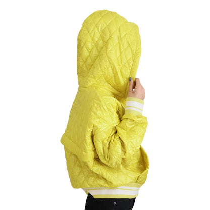 Dolce & Gabbana Yellow Nylon Quilted Hooded Pullover Jacket 1728,67345645728,Bombers - Jackets & Coats - Clothing,Clothing,Dolce & Gabbana,IT40|S,Jackets & Coats - Clothing,Jackets & Coats - Women - Clothing,Material: 100% Nylon,New with tags,Women,Women