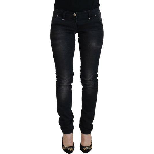 Acht Sleek Black Washed Low Waist Skinny Jeans Acht