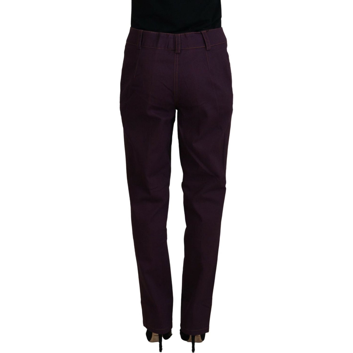 BENCIVENGA Elegant Tapered Purple Cotton Pants BENCIVENGA