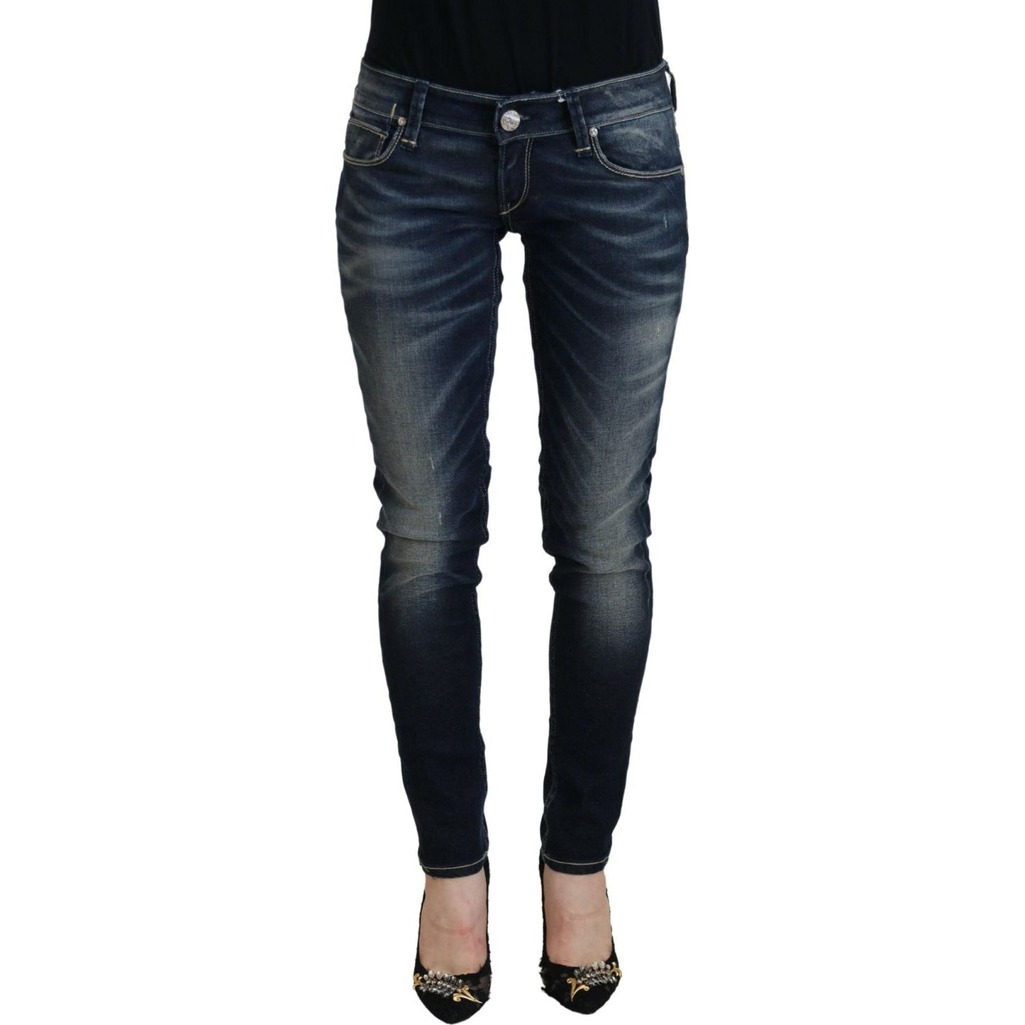 Acht Chic Blue Washed Skinny Low Waist Jeans Acht