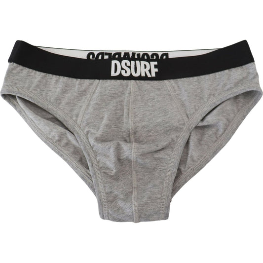 Dsquared² Gray DSURF Logo Cotton Stretch Men Brief Underwear1728,5% Elastane,67345645728,Briefs - Underwear - Clothing,Clothing,Dsquared²,Gray,IT5 | M,Material: 95% Cotton,Men,Men - Clothing,New with tags,Underwear - Clothing,Underwear - Men - Clothing