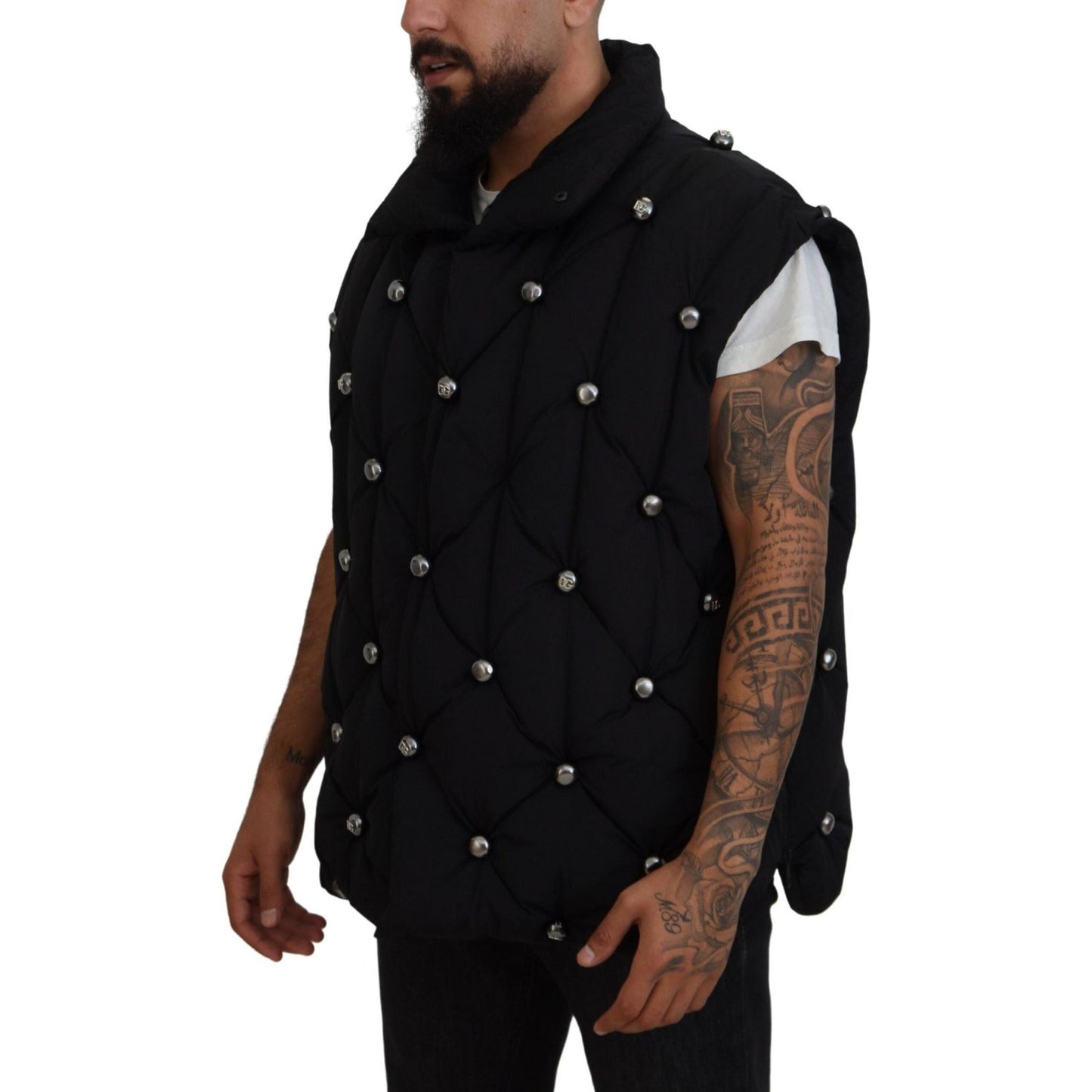 Dolce & Gabbana Black Sleeveless DG Metal Embellishment Jacket