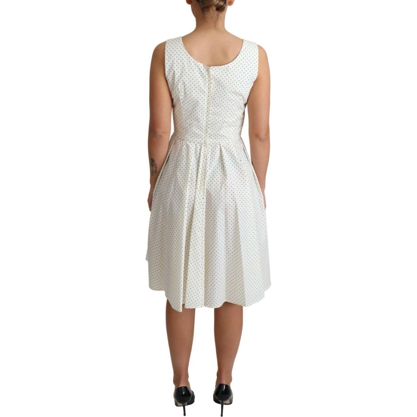 Dolce & Gabbana White Polka Dotted Cotton A-Line Dress Dolce & Gabbana