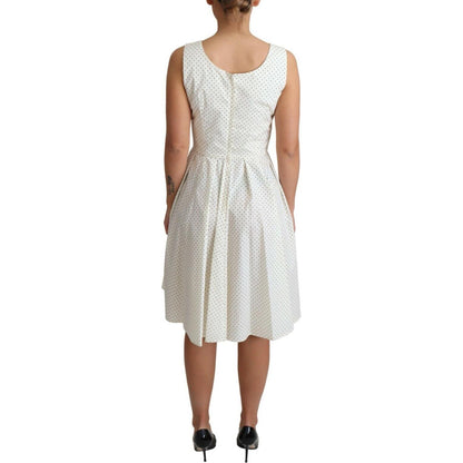 Dolce & Gabbana White Polka Dotted Cotton A-Line Dress Dolce & Gabbana