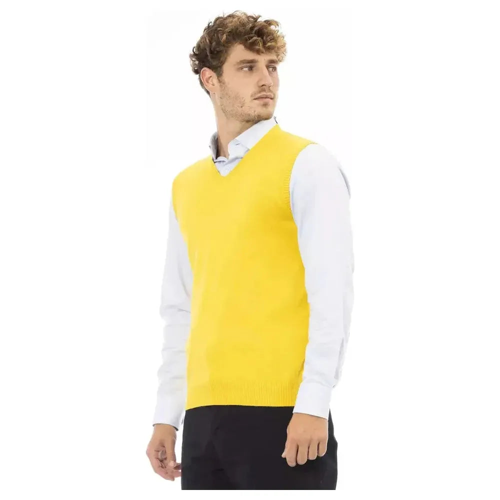 Alpha Studio Yellow Viscose Men Jacket