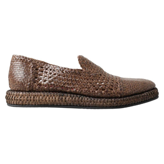 Dolce & Gabbana Elegant Leather Slipper Loafers in Brown Dolce & Gabbana