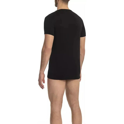 Cavalli Class Black Cotton Men's V-Neck T-Shirt Cavalli Class