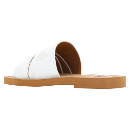 Chloé White Cotton Slides Woody Sandals