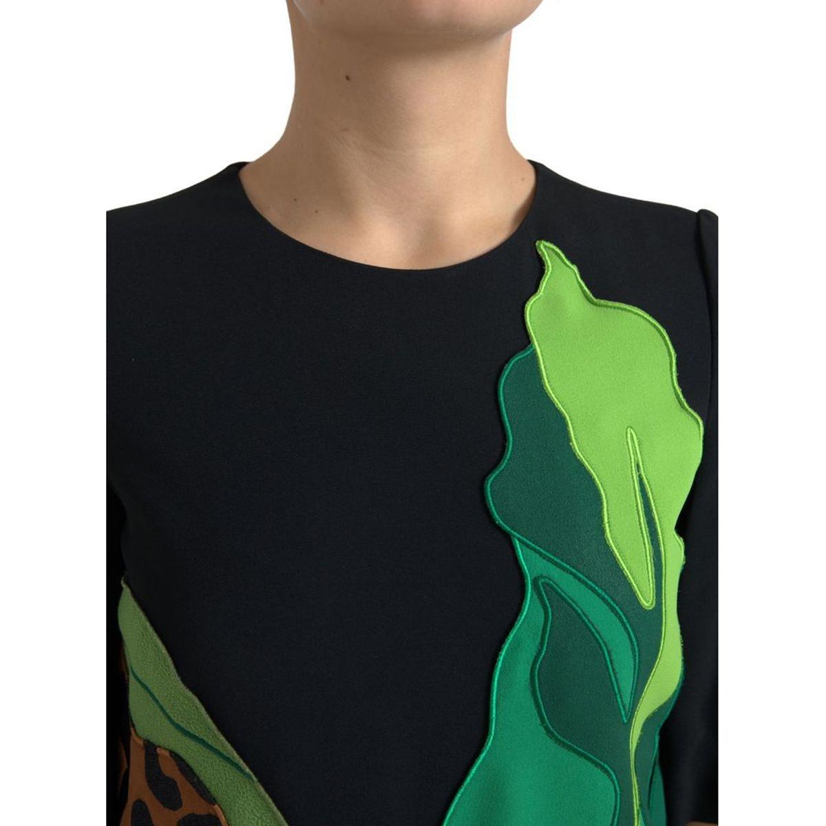 Dolce & Gabbana Black Tiger Jungle Print Sheath Stretch Dress Dolce & Gabbana