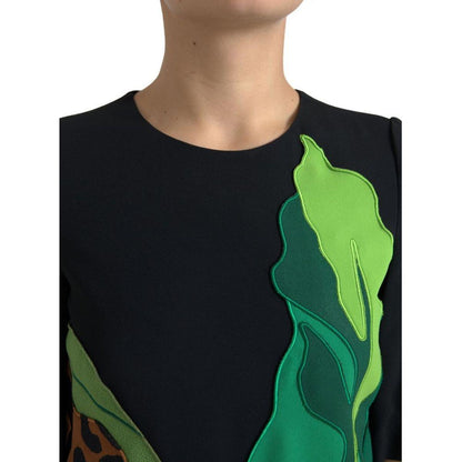 Dolce & Gabbana Black Tiger Jungle Print Sheath Stretch Dress Dolce & Gabbana