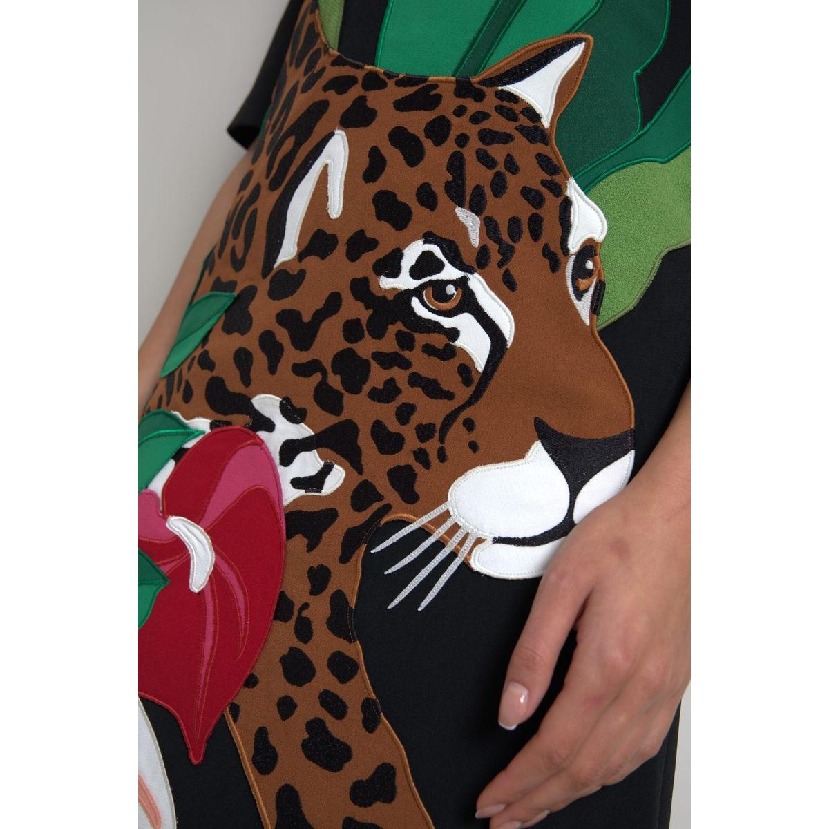 Dolce & Gabbana Black Tiger Jungle Print Sheath Stretch Dress Dolce & Gabbana