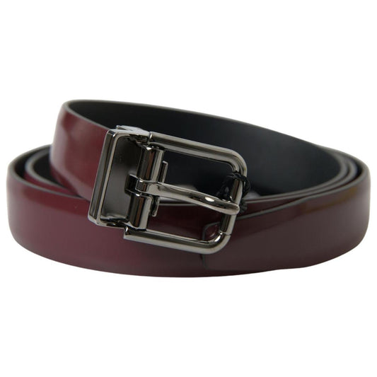 Dolce & Gabbana Elegant Bordeaux Leather Belt with Metal Buckle Dolce & Gabbana